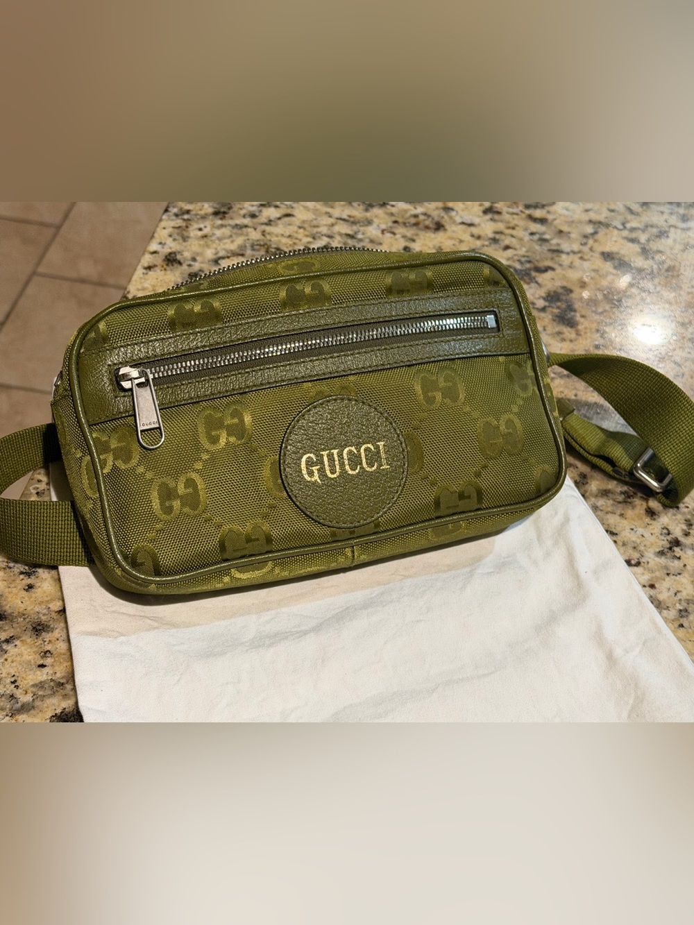 Gucci Olive Green Monogram Belt Bag